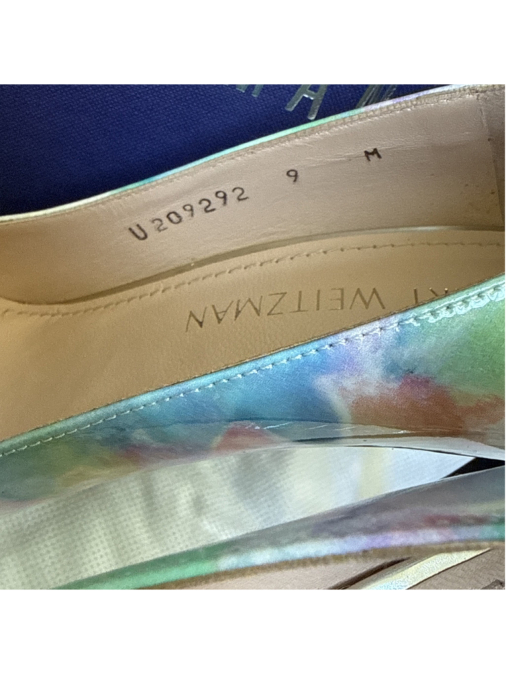 Stuart Weitzman HEIST Lake Sunflower Patent Leather Watercolor Pumps Size 9 Med - Picture 11 of 13